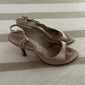 Chic Beige Slingback Heels with Heart Detail